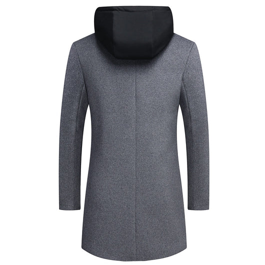 Abrigo de Lana Casual para Hombre con Gorro Desmontable - Image 12