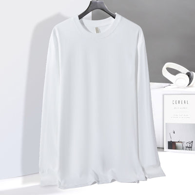 Camiseta Básica de Algodón con Cuello Redondo y Manga Larga para Hombre - Image 6