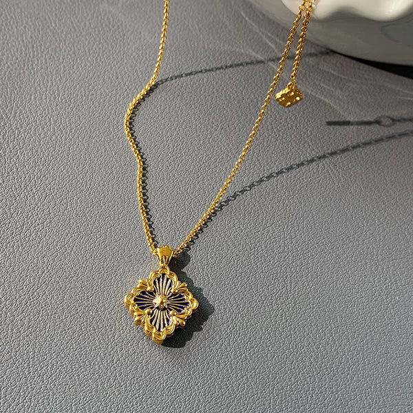 Collar de Trébol de Cuatro Hojas en Oro 18K Europeo y Americano para Mujer