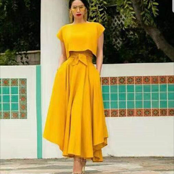 Vestido sin Mangas de Color Sólido