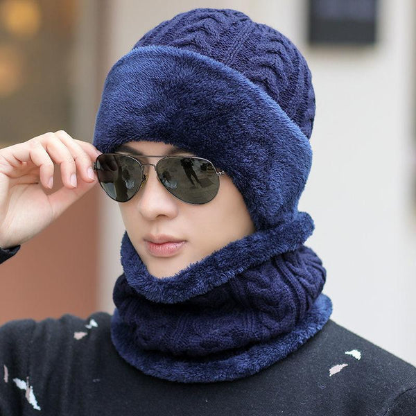 Gorro de Lana Grueso Tejido con Forro Polar para Hombre
