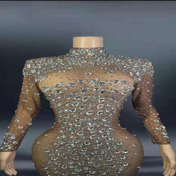 Vestido de Gala para Mujer con Cristales Brillantes