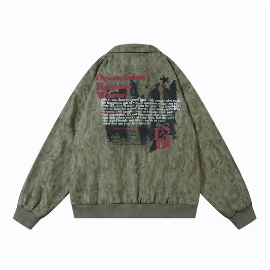Chaqueta Suelta Estampada de Corte Moderno
