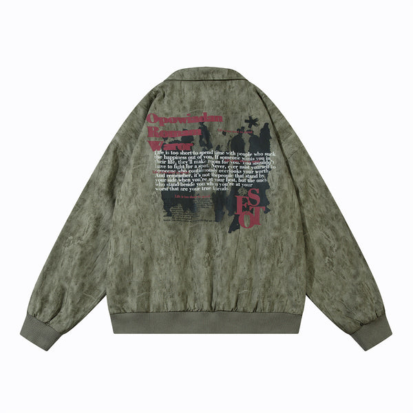 Chaqueta Suelta Estampada de Corte Moderno