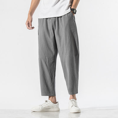 Pantalones Casuales Talla Grande Hombre - Corte Recto Algodón Lino Estilo Retro - Image 7