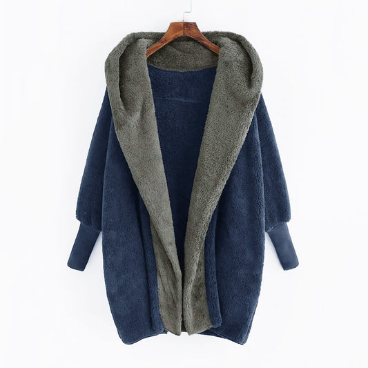 Cardigan Reversible de Terciopelo Doble Cara con Capucha para Mujer - Image 2