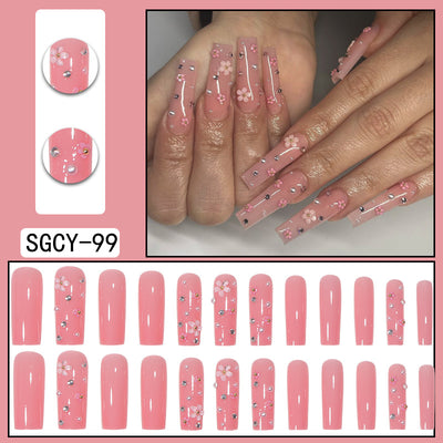 Uñas Postizas Degradado Floral con Efecto Espejo Electroplatado - Image 29