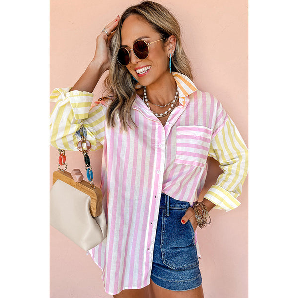 Camisa de Manga Larga con Contraste de Colores y Múltiples Hebillas