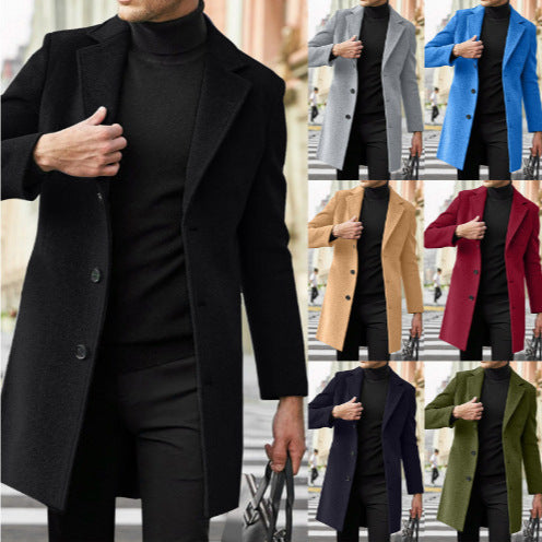Abrigo de Lana para Hombre Manga Larga Otoño Invierno