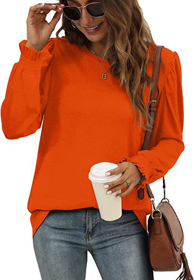 Blusa Elegante con Cuello Redondo y Mangas Abullonadas para Mujer - Image 8