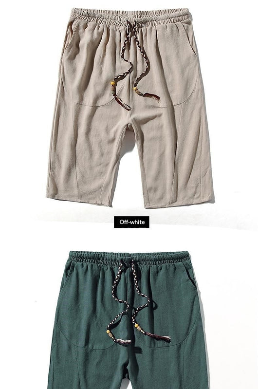 Pantalones Cortos de Lino Holgados para Hombre - Image 25