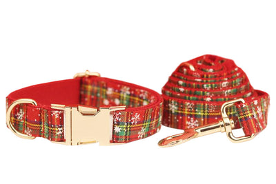 Collar Navideño para Mascotas con Correa - Diseño Copo de Nieve y Lazo - Image 18