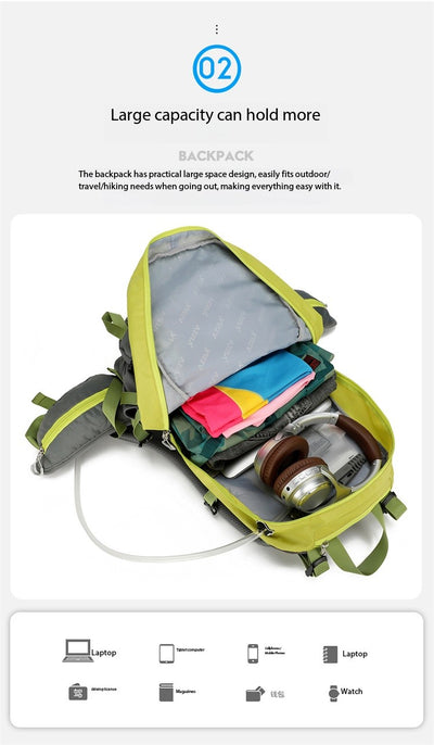 Mochila de Trekking AZELA Electron 40L - Blanco y Azul Marino para Senderismo y Viajes - Image 29