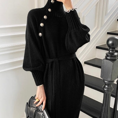 Vestido Tejido Holgado con Cintura Ajustable