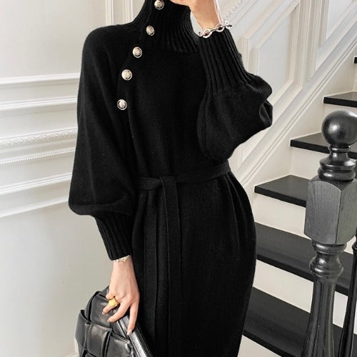 Vestido Tejido Holgado con Cintura Ajustable