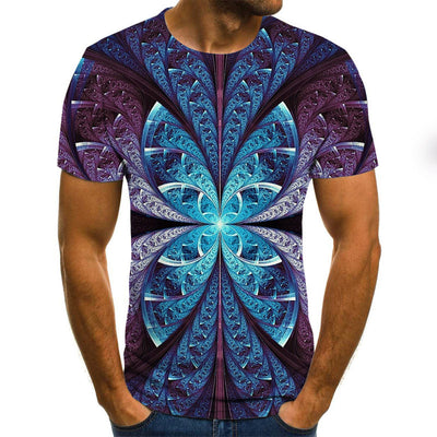 Playera de Manga Corta con Patrón Geométrico Digital Tridimensional - Image 2