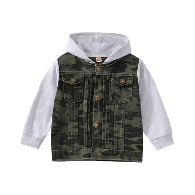 Chaqueta Denim Raglan con Capucha Estilo Europeo y Americano para Niño - Image 4