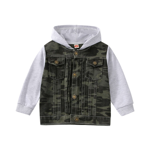 Chaqueta Denim Raglan con Capucha Estilo Europeo y Americano para Niño - Image 4
