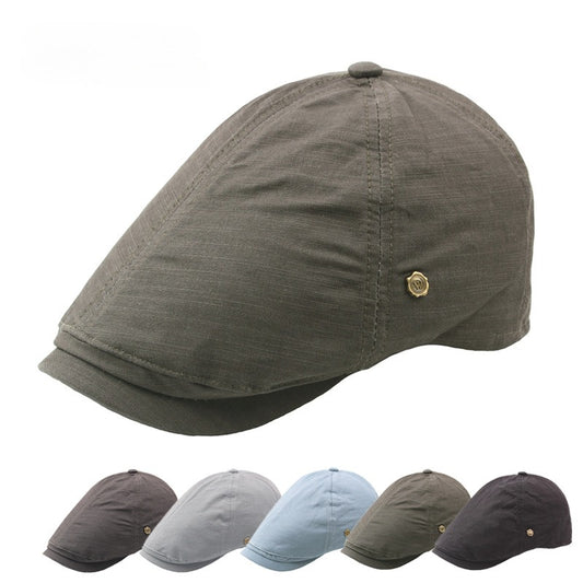 Gorra Plana Estilo Retro con Botón de Cobre
