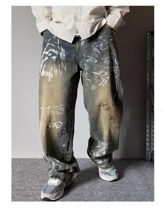 Pantalones Holgados de Corte Recto con Diseño de Patchwork para Hombre - Image 14