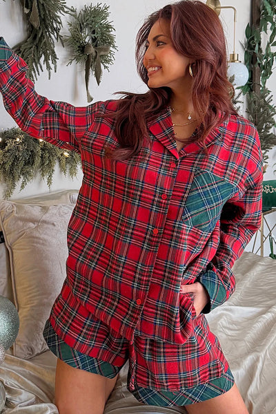 Pijama Navideño de 2 Piezas con Cuadros Rojos y Parches Contrastantes - Image 8