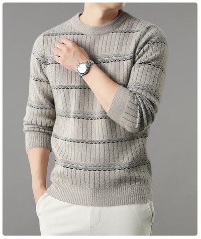 Suéter Grueso de Cuello Redondo para Hombre con Forro Polar y Textura de Visón Sintético - Image 40