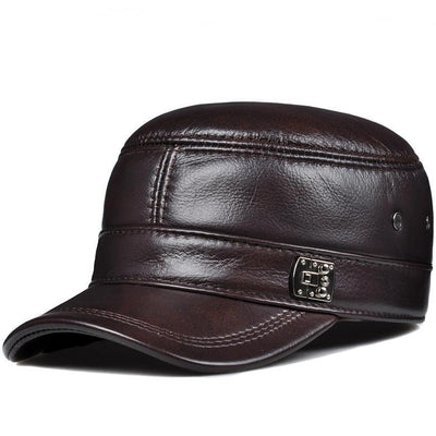 Gorro de Cuero para Hombre con Protección de Orejas y Visera Plana - Image 3