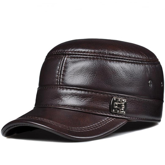 Gorro de Cuero para Hombre con Protección de Orejas y Visera Plana - Image 3