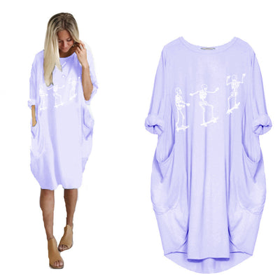 Vestido Holgado de Manga Larga con Estampado Temático y Bolsillos - Image 8