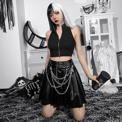 Falda de Cuero PU Plisada con Cadenas Punk - Image 17
