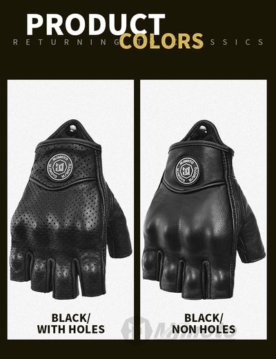 Guantes de Ciclismo Retro Medio Dedo en Cuero Oveja - Resistentes al Desgarre - Image 9
