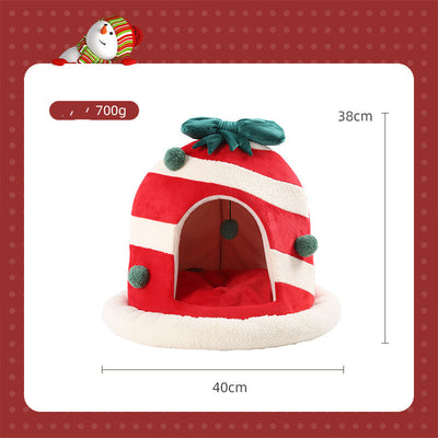 Cama Nido Felino Doble Uso - Refugio Cerrado Navideño para Gatos y Perros Pequeños - Image 15
