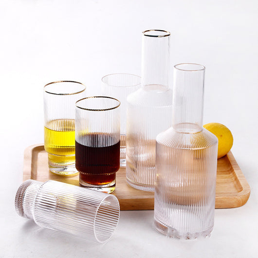 Botella de Agua Cristal Transparente con Patrón Vertical Estilo Nórdico Japonés - Image 3