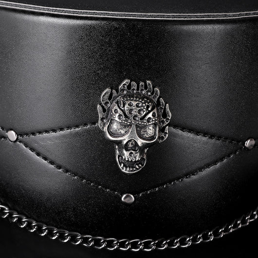 Sombrero de Copa Calavera Mágica en Cuero PU Negro - Accesorios de Foto para Mujer - Image 8