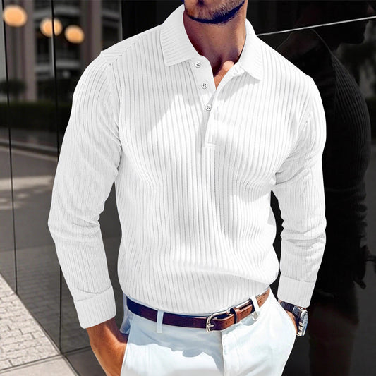 Polo Manga Larga con Cuello Solapa y Botones para Hombre