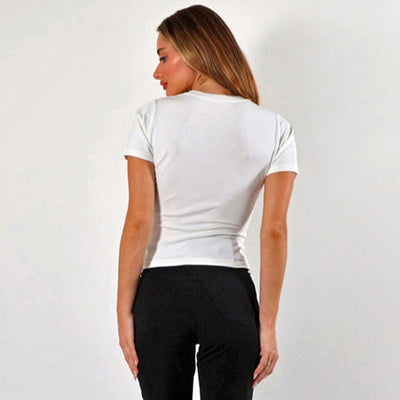 Blusa Básica para Mujer con Cuello Redondo, Botones y Hombros Caídos - Image 23