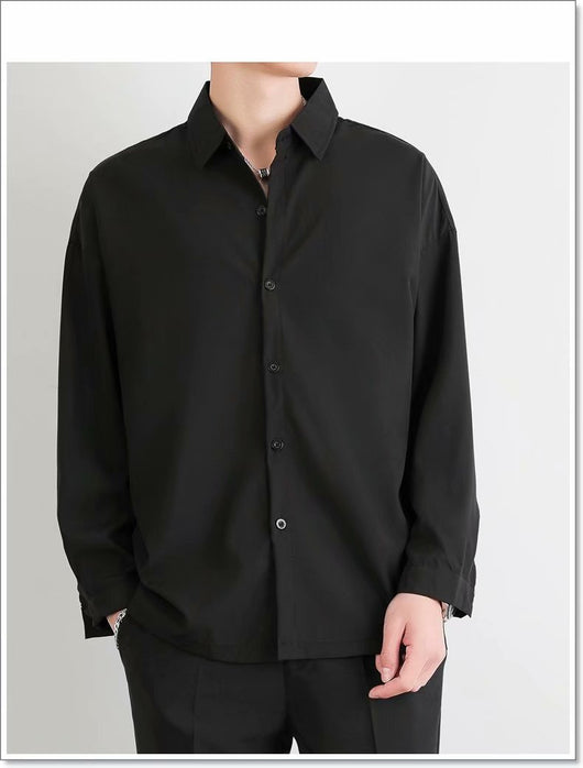 Camisa Suelta de Manga Larga en Seda de Hielo para Hombre - Image 25