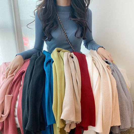 Suéter Ajustado de Manga Larga para Mujer - Polera Básica Versátil - Image 50