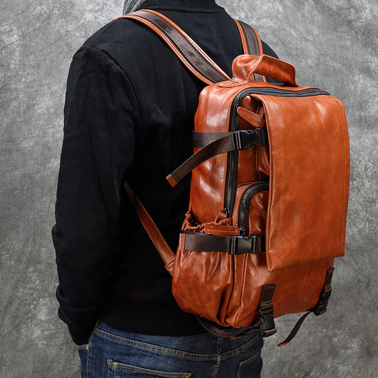 Bolsa de Cuero Genuino para Laptop con Gran Capacidad