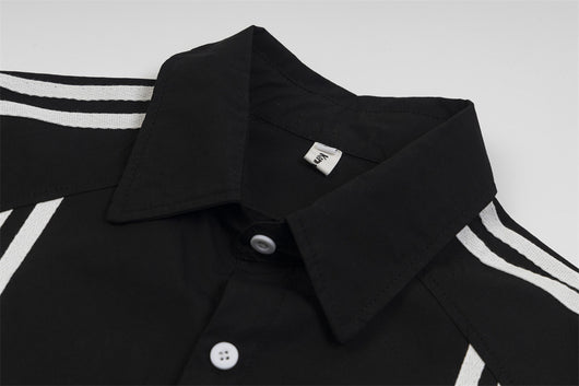 Camisa de Rayas Patchwork Manga Corta para Hombre - Image 11