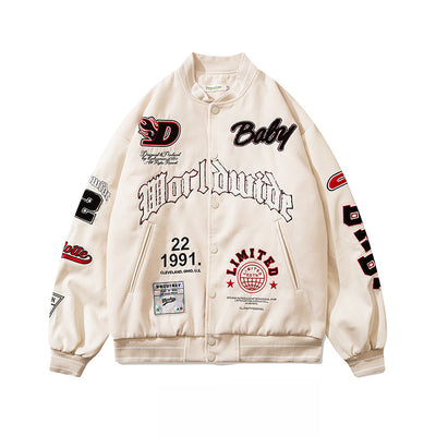Chaqueta Beisbolera Holgada con Bordado de Letras para Hombre - Image 7
