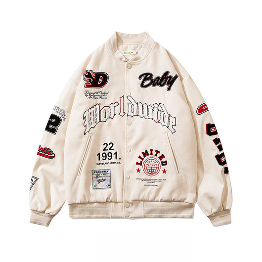 Chaqueta Beisbolera Holgada con Bordado de Letras para Hombre - Image 7