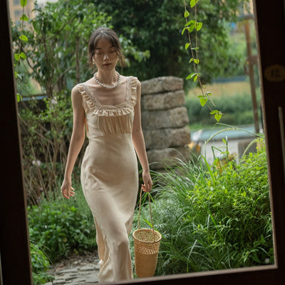 Vestido Elegante Retro Francés de Seda con Encaje - Colección Festiva - Image 10