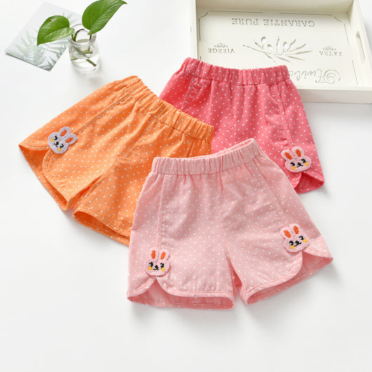 Shorts Holgados para Niñas con Estampado de Lunares Estilo Occidental