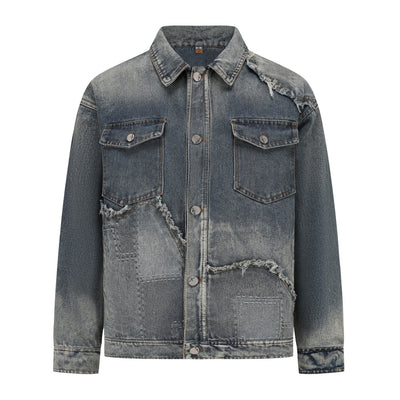 Chaqueta Denim Vintage Destruida Estilo Retro Americano - Image 7