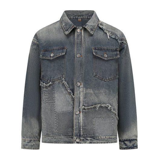 Chaqueta Denim Vintage Destruida Estilo Retro Americano - Image 7
