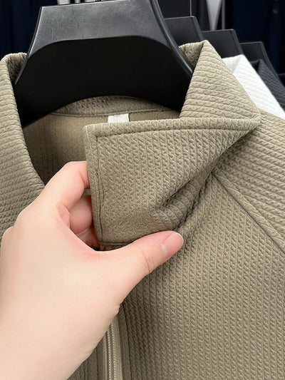 Polo Manga Larga con Textura Waffle y Cierre Medio - Estilo Americano - Image 30