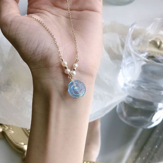 Pulsera Rosa Moonlight Gris con Hoja de Oro - Image 2