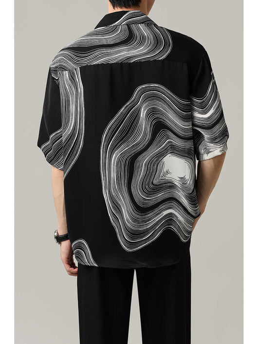 Camisa Casual Hombre Manga Corta Contraste Retro Suelta - Image 5