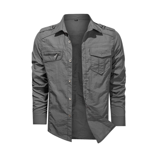 Camisa de Trabajo Multibolsillos Secado Rápido Hombre Manga Larga Otoño